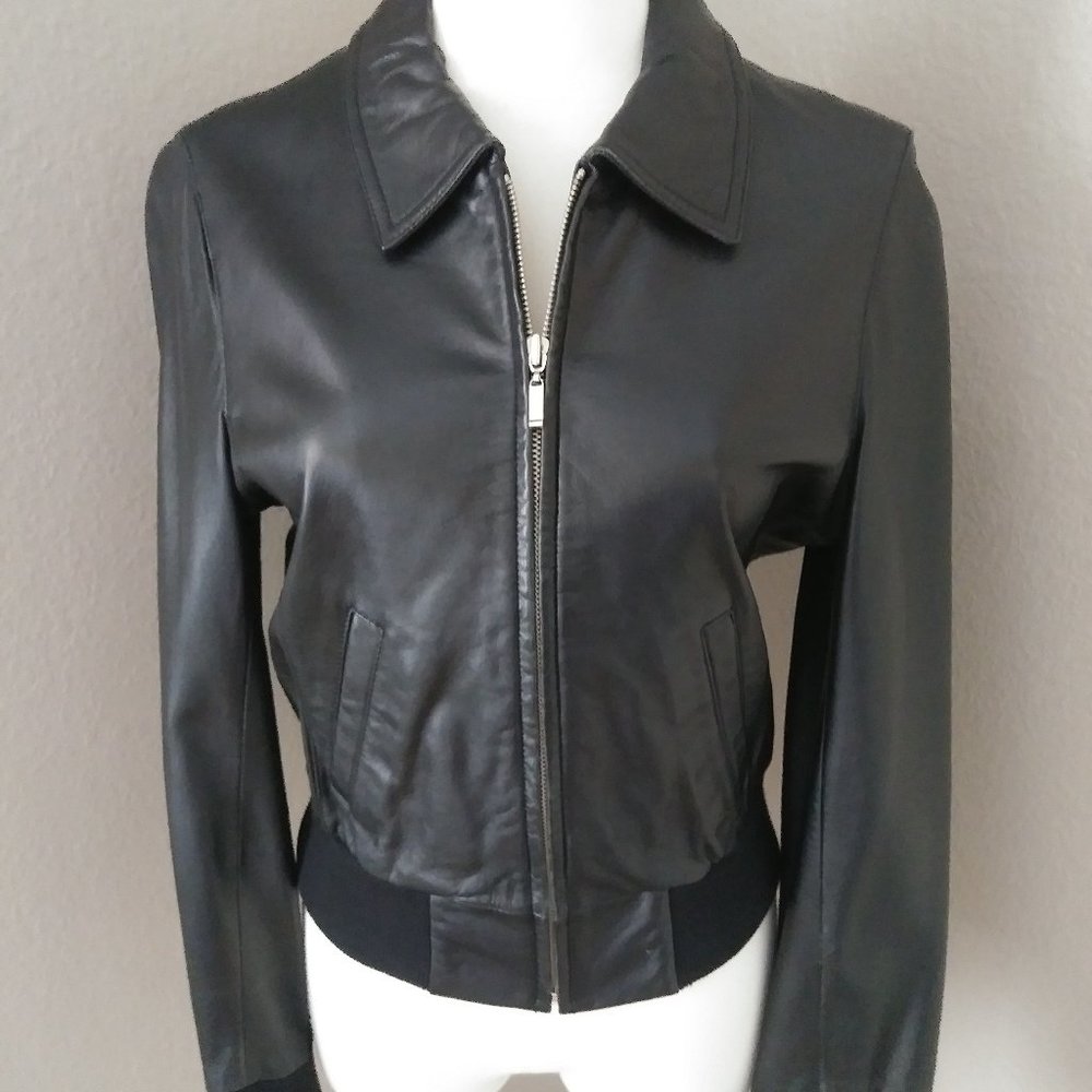 Bebe Black Leather Jacket Size XS